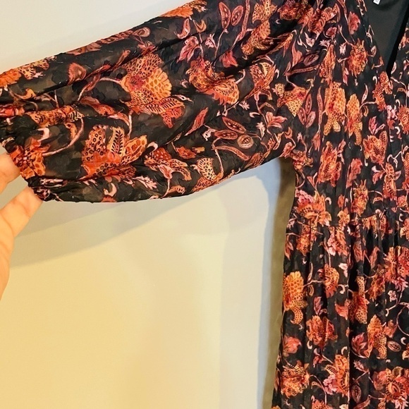 NWT size S black lined with a sheer floral overlay color red, orange black pink - Picture 3 of 11